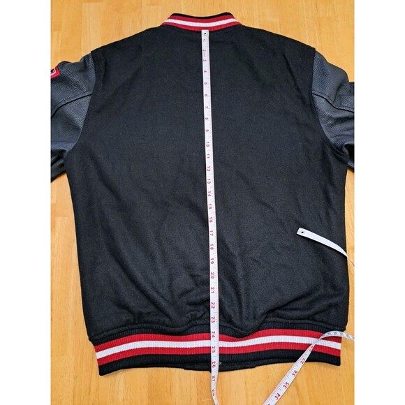REASON Sport Varsity Letter Bomber Jacket Men's Sz Small Black Wool Blend Lined - Picture 11 of 13
